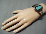 Vivid Vintage Native American Navajo Carico Lake Turquoise Sterling Silver Bracelet-Nativo Arts