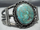 Vivid Vintage Native American Navajo Carico Lake Turquoise Sterling Silver Bracelet Old-Nativo Arts