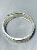 Wally Yazzie Jr Native American Navajo Signed Sterling Silver Heavy Bangle Bracelet-Nativo Arts