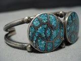 Whilring Waves Vintage Native American Jewelry Navajo Turquoise Inlay Sterling Silver Bracelet Cuff Old-Nativo Arts