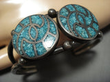 Whilring Waves Vintage Native American Jewelry Navajo Turquoise Inlay Sterling Silver Bracelet Cuff Old-Nativo Arts