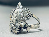 Whimsical Intricate Native American Navajo Sterling Silver Toad Ring-Nativo Arts