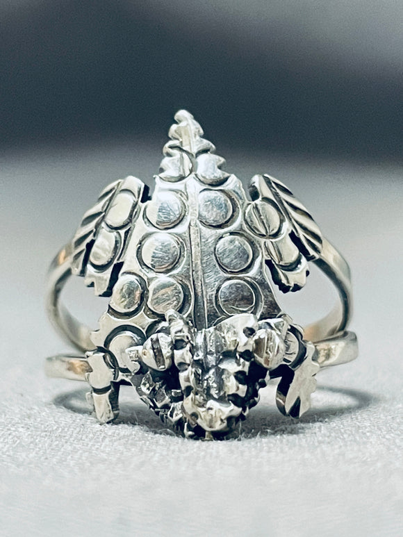 Whimsical Intricate Native American Navajo Sterling Silver Toad Ring-Nativo Arts
