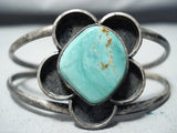 Whimsical Vintage Native American Navajo Royston Turquoise Sterling Silver Bracelet Old-Nativo Arts