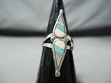 Whimsical Vintage Native American Zuni Blue Gem Turquoise Sterling Silver Ring Old-Nativo Arts