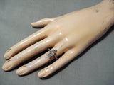 Whimsical Vintage Native American Zuni Blue Gem Turquoise Sterling Silver Ring Old-Nativo Arts