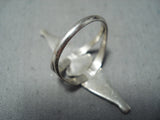 Whimsical Vintage Native American Zuni Blue Gem Turquoise Sterling Silver Ring Old-Nativo Arts