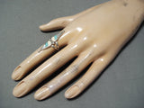 Whimsical Vintage Native American Zuni Blue Gem Turquoise Sterling Silver Ring Old-Nativo Arts