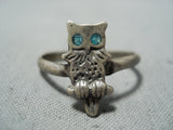 Whimsical Vintage Native American Zuni Blue Gem Turquoise Sterling Silver Ring Old-Nativo Arts
