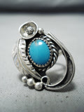 Whimsical Vintage Navajo Native American Bisbee Turquoise Sterling Silver Ring-Nativo Arts