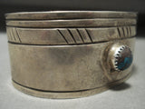 Wide Vintage Hand Hammered Vintage Navajo Bisbee Turquoise Native American Jewelry Silver Bracelet Old-Nativo Arts
