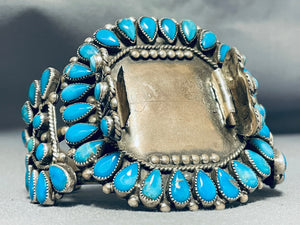 Wide Vintage Native American Navajo Authentic Turquoise Sterling Silover Watch Bracelet-Nativo Arts