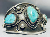 Wide Vintage Native American Navajo Museum Turquoise Sterling Silver Bracelet-Nativo Arts