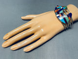 Willy Benally Vintage Native American Navajo Turquoise Bear Inlay Sterling Silver Bracelet-Nativo Arts