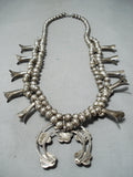 Women's Vintage Native American Navajo Coral Sterling Silver Squash Blossom Necklace-Nativo Arts