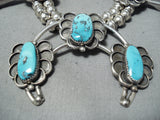 Women's Vintage Native American Navajo Turquoise Sterling Silver Flower Squahs Blossom Necklace-Nativo Arts
