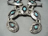 Women's Vintage Native American Navajo Turquoise Sterling Silver Squash Blossom Necklace-Nativo Arts