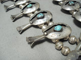 Women's Vintage Native American Navajo Turquoise Sterling Silver Squash Blossom Necklace-Nativo Arts