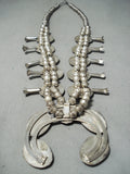 Women's Vintage Native American Navajo Turquoise Sterling Silver Squash Blossom Necklace-Nativo Arts
