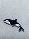 Wonderful Killer Whale Vintage Native American Navajo Jet Sterling Silver Dolphin Pin-Nativo Arts