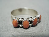 Wonderful Native American Navajo Coral Sterling Silver Ring-Nativo Arts