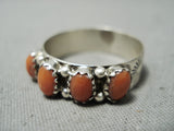 Wonderful Native American Navajo Coral Sterling Silver Ring-Nativo Arts