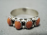 Wonderful Native American Navajo Coral Sterling Silver Ring-Nativo Arts