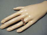 Wonderful Native American Navajo Coral Sterling Silver Ring-Nativo Arts