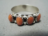 Wonderful Native American Navajo Coral Sterling Silver Ring-Nativo Arts