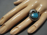 Wonderful Vintage Native American Jewelry Navajo Turquoise Sterling Silver Leaf Ring-Nativo Arts
