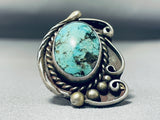 Wonderful Vintage Native American Navajo Blue Diamond Turquoise Sterling Silver Ring-Nativo Arts