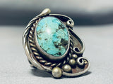 Wonderful Vintage Native American Navajo Blue Diamond Turquoise Sterling Silver Ring-Nativo Arts