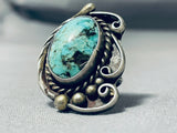 Wonderful Vintage Native American Navajo Blue Diamond Turquoise Sterling Silver Ring-Nativo Arts