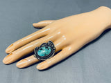 Wonderful Vintage Native American Navajo Blue Diamond Turquoise Sterling Silver Ring-Nativo Arts