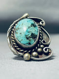 Wonderful Vintage Native American Navajo Blue Diamond Turquoise Sterling Silver Ring-Nativo Arts