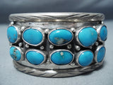 Wonderful Vintage Native American Navajo Blue Gem Turquoise Sterling Silver Bracelet Old-Nativo Arts