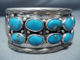 Wonderful Vintage Native American Navajo Blue Gem Turquoise Sterling Silver Bracelet Old-Nativo Arts