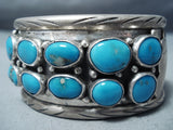 Wonderful Vintage Native American Navajo Blue Gem Turquoise Sterling Silver Bracelet Old-Nativo Arts
