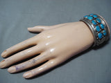 Wonderful Vintage Native American Navajo Blue Gem Turquoise Sterling Silver Bracelet Old-Nativo Arts