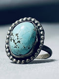 Wonderful Vintage Native American Navajo Blue Gem Turquoise Sterling Silver Ring-Nativo Arts