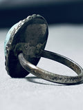 Wonderful Vintage Native American Navajo Blue Gem Turquoise Sterling Silver Ring-Nativo Arts