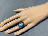 Wonderful Vintage Native American Navajo Blue Gem Turquoise Sterling Silver Ring-Nativo Arts