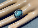 Wonderful Vintage Native American Navajo Blue Gem Turquoise Sterling Silver Ring-Nativo Arts