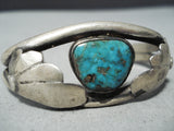 Wonderful Vintage Native American Navajo Carico Lake Turquoise Sterling Silver Bracelet Old-Nativo Arts