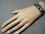 Wonderful Vintage Native American Navajo Carico Lake Turquoise Sterling Silver Bracelet Old-Nativo Arts
