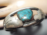 Wonderful Vintage Native American Navajo Carico Lake Turquoise Sterling Silver Bracelet Old-Nativo Arts