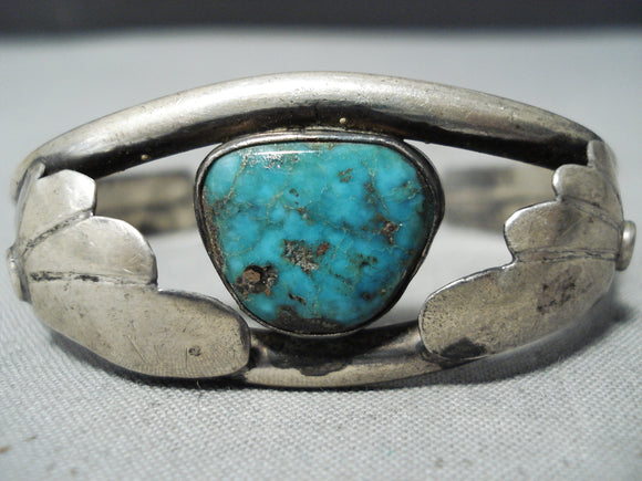 Wonderful Vintage Native American Navajo Carico Lake Turquoise Sterling Silver Bracelet Old-Nativo Arts