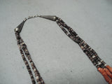 Wonderful Vintage Native American Navajo Coral 3 Strand Sterling Silver Necklace-Nativo Arts