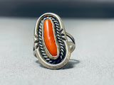 Wonderful Vintage Native American Navajo Coral Sterling Silver Ring-Nativo Arts