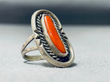 Wonderful Vintage Native American Navajo Coral Sterling Silver Ring-Nativo Arts